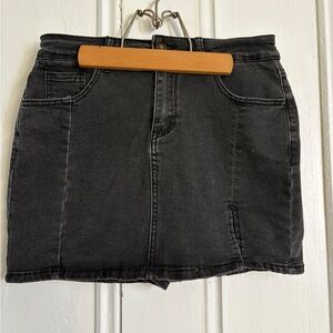 Classic Black Denim Mini Skirt with Shorts